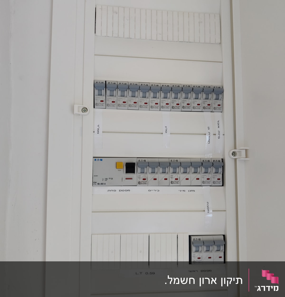 לוח חשמל עם מפסקים ומתגים שונים